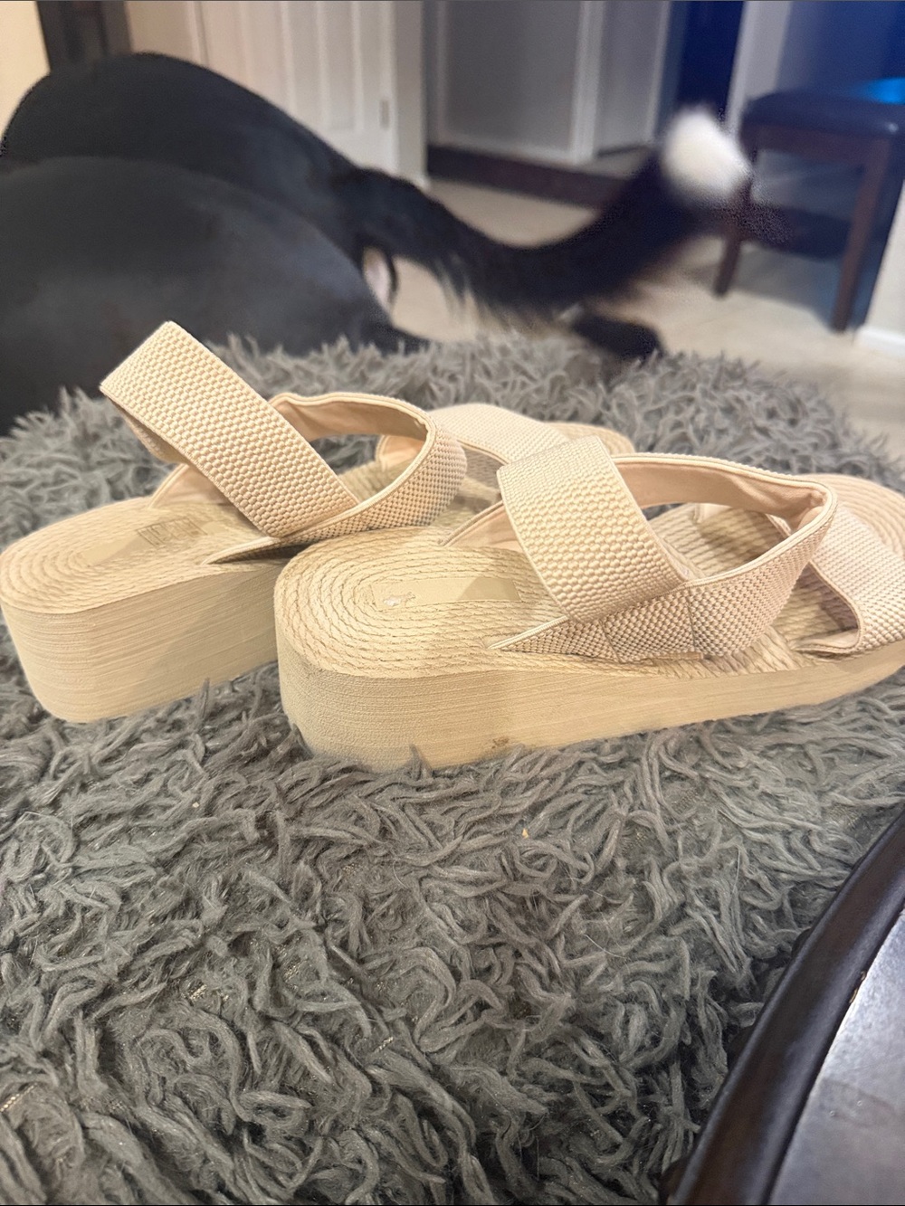 Beige Platform Slide Sandals — Women's Lightweight Elevated Slides